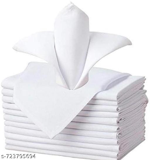 Pack of 6 Suprabha Creations Reusable Pure Cotton Dining Napkins | Cloth Table Serviettes for Home, Restaurant & Hotel | Washable White Cotton Dinner Napkins - MC-FASHIONS.COM
