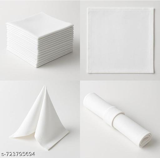 Pack of 6 Suprabha Creations Reusable Pure Cotton Dining Napkins | Cloth Table Serviettes for Home, Restaurant & Hotel | Washable White Cotton Dinner Napkins - MC-FASHIONS.COM