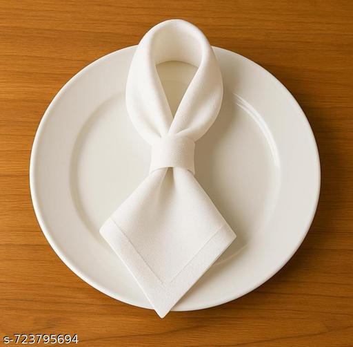 Pack of 6 Suprabha Creations Reusable Pure Cotton Dining Napkins | Cloth Table Serviettes for Home, Restaurant & Hotel | Washable White Cotton Dinner Napkins - MC-FASHIONS.COM