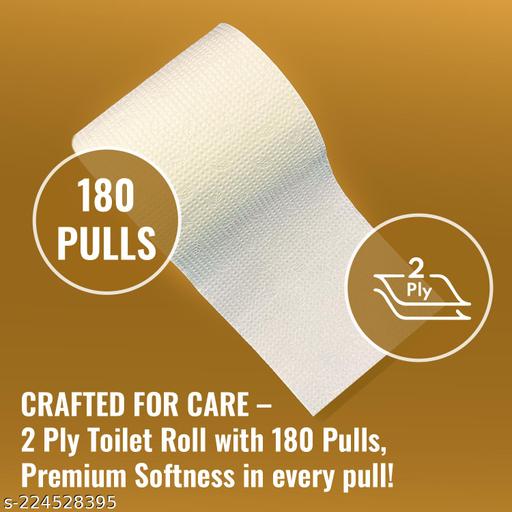 Imvelo 2 Ply Toilet Tissue Rolls - 1080 Pulls (180 Pulls x 6 Rolls) - Soft, Highly Absorbent, Septic Safe, 100% Virgin Pulp, OBA-Free Tissue Paper Roll, Bathroom Toilet Roll Pack of 6 - Family Pack - MC-FASHIONS.COM
